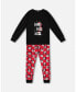 Little Boys Organic Cotton Two Piece Pajama Set Red Printed Santa - Toddler|Child