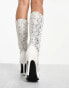 Фото #4 товара Daisy Street wavy studded knee boots in white