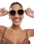 ALDO Nami oversized round sunglasses in clear with brown lens