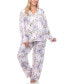 ფოტო #2 პროდუქტის Plus Size Long Sleeve Floral Pajama Set, 2-Piece