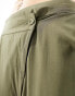 Noisy May wide leg satin trousers with asymmetric waistband in khaki