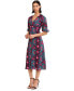 Women's Ruched 3/4-Sleeve Midi Dress