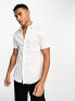 ASOS DESIGN slim fit sateen shirt in white