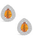 ფოტო #3 პროდუქტის Citrine (1-1/3 ct. t.w.) and Diamond (5/8 ct. t.w.) Halo Stud Earrings in 14K White Gold