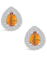 Фото #3 товара Citrine (1-1/3 ct. t.w.) and Diamond (5/8 ct. t.w.) Halo Stud Earrings in 14K White Gold