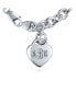 Solid Link Heart Shape Tag Charm Bracelet 7.5 Inch For Women Teens .925 Sterling Silver Made in Italy