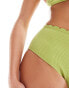 Peek and Beau Fuller Bust scallop high high-waist bikini bottom in green crinkle