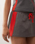 COLLUSION micro mini skirt with contrast red panel co-ord in grey grau, XS - EU 32-34 - фото #3