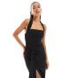 TFNC crepe sqaure neck maxi dress in black