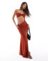 ASOS DESIGN sparkle one shoulder faux-ord maxi dress in rust Красный, M - EU 40-42 - фото #1