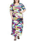 Фото #2 товара Plus Size Elbow Sleeve Casual A Line Maxi Dress