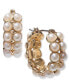 ფოტო #1 პროდუქტის Gold-Tone Small Imitation Pearl Double-Row Hoop Earrings, 0.85", Created for Macy's