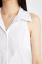 Фото #3 товара Gömlek Yaka Beyaz Poplin Kolsuz Maxi Elbise C9178ax24sm