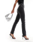 ONLY Emily high waisted rhinestone detail straight leg jeans in washed black