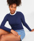 Women's Ribbed Long-Sleeve Crewneck Top, Created for Macy's