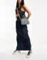 Фото #4 товара Only cargo denim midi skirt in dark blue