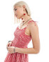 Daisy Street tie shoulder cami maxi dress in red gingham Rot-Weiß, DE 42 - фото #4