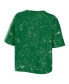 Women's Green Oregon Ducks Bleach Wash Splatter Cropped Notch Neck T-shirt