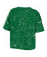 ფოტო #2 პროდუქტის Women's Green Oregon Ducks Bleach Wash Splatter Cropped Notch Neck T-shirt