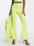 Фото #3 товара Extro & Vert highwaist flare trousers in chartreuse co-ord