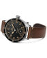 ფოტო #2 პროდუქტის Men's Khaki Aviation Pioneer Brown Leather Strap Watch 43mm
