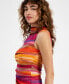 Фото #3 товара Women's Sunset-Striped Sleeveless High-Neck Top, Created for Macy's