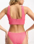 We Are We Wear rib amy plunge bikini top in cerise pink Ceriserosa, XS - EU 32-34 - фото #2