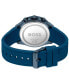 Men's Runner Quartz Chrono Blue Silicone Watch 44mm