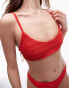 Topshop mix and match textured scoop neck bikini top in red