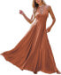 Women's Brick Red Plunging Halterneck Cutout Maxi Beach Dress