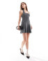 ASOS DESIGN halter mini dress with pleated skirt & bow detail in grey