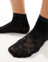 Pretty Polly floral lace ankle high socks in black