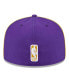 Фото #4 товара Men's Purple Los Angeles Lakers Piped and Flocked 59Fifty Fitted Hat