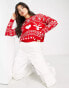 Threadbare Christmas cropped jumper in red