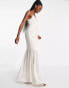 Hope & Ivy Bridal sheer embroidered maxi dress with neck tie in ivory