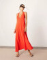 ASOS EDITION twist shoulder detail maxi dress with drop waist in red Красный, 32 - фото #1