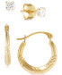 ფოტო #1 პროდუქტის 2-Pc. Set Cubic Zirconia Stud & Textured Hoop Earrings in 10k Gold