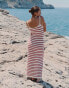 Фото #4 товара 4th & Reckless x Luana Barron brittany knit maxi stripe beach dress in cherry red