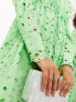 Фото #5 товара ASOS EDITION broderie drawstring long sleeve midi shirt dress in bright green