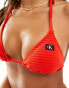 Calvin Klein CK monogram rib triangle bikini top in Cajun red Красный, XXXL - EU 46 - фото #2