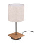 Nachttischlampe Holz, Stoffschirm Beige