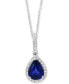 Фото #1 товара EFFY Collection eFFY® Sapphire (1 ct. t.w.) & Diamond (1/8 ct. t.w.) 18" Pendant Necklace in 14k White Gold