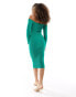 4th & Reckless malory knitted bardot midi dress in green