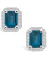 ფოტო #2 პროდუქტის London Topaz (4 ct. t.w.) and Diamond (3/8 ct. t.w.) Halo Stud Earrings in 14K White Gold