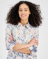 ფოტო #3 პროდუქტის Women's Sea Garden Cotton Roll-Tab-Sleeve Shirt