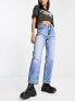 Only Robyn high waisted straight leg jeans in mid blue