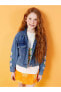 LCW Kids Gömlek Yaka Nakışlı Kız Çocuk Jean Ceket