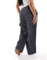 COLLUSION Plus pull on carpenter trousers in blue stripe