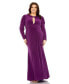 Фото #1 товара Women's Plus Size Long Sleeve Keyhole Neck Jersey Gown