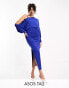 ASOS DESIGN Tall off shoulder grecian drape midi dress in cobalt blue Синий, 34 - фото #3